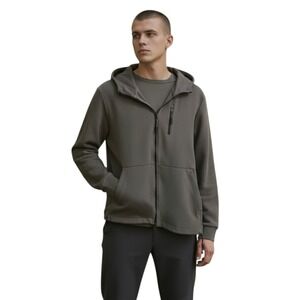 Zara Technical Zip Hoodie Sweatshirt In Sand Sz M